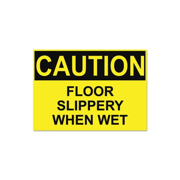 U. S. Stamp & Sign Headline, Osha Safety Signs, Caution Slippery When Wet, Yellow/black, 10 X 14 5494 - main